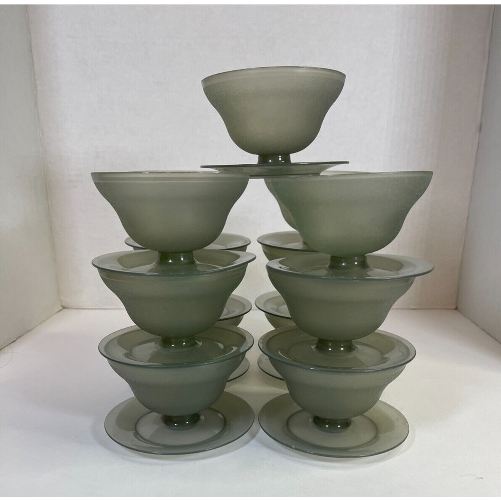 Vtg Tupperware 754 Smoke Grey Pudding ParfaitJelloDessert Cups Lot of 13 No Lids